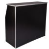 Black portable bar with silver trim