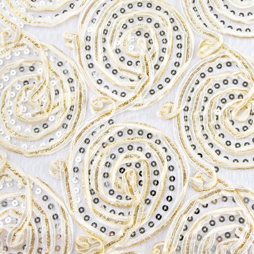 Ivory Sequined Ribbons Overlay