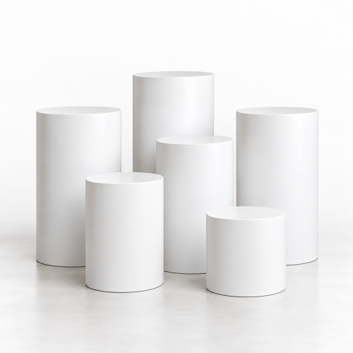 White Display Pedestals — illustrative preview